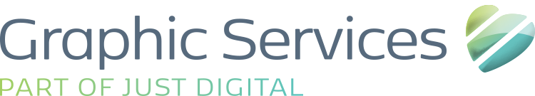 Graphic Services logo with the text 'Part of Just Digital' and a stylized globe icon.